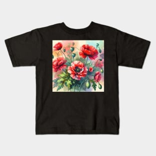 Red Poppy Flower Kids T-Shirt